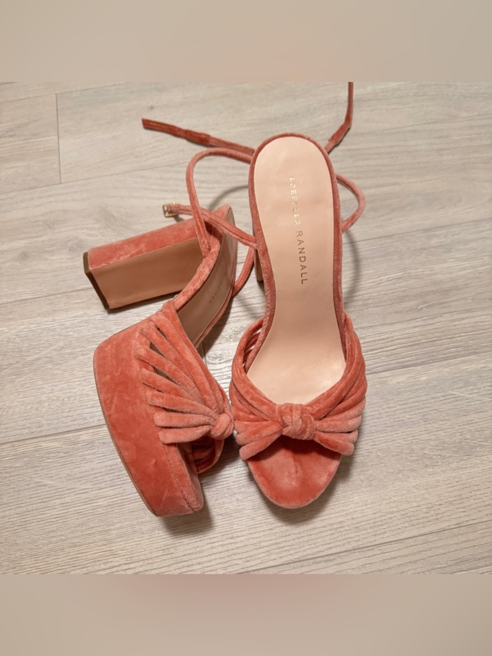 Loeffler randall pink velvet knot platform sandals size 7